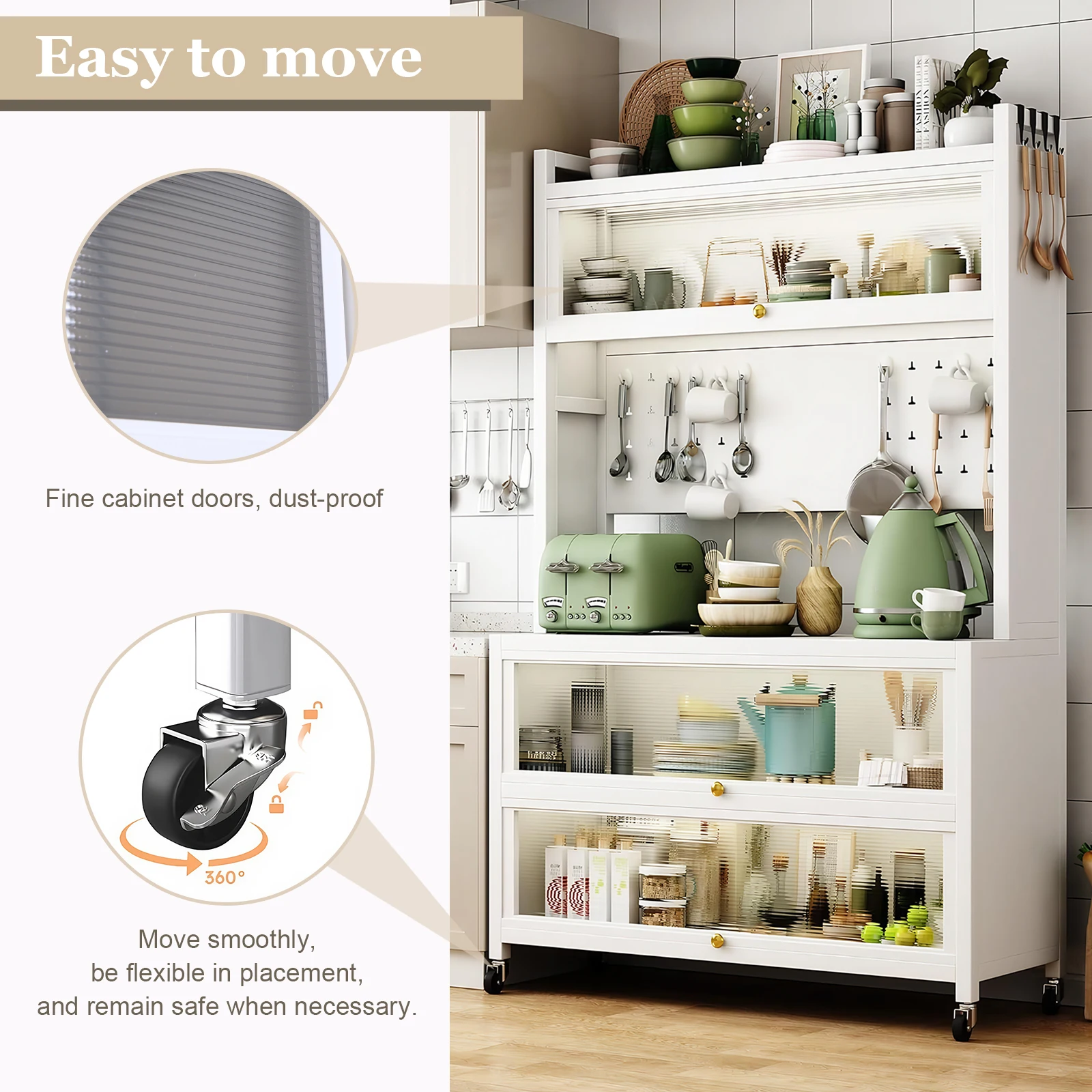 رف فرن الميكروويف بعجلات مقاوم للتآكل، منظم خزانة معدني، خزانة أرضية متحركة متعددة الطبقات، منظمة الحمام