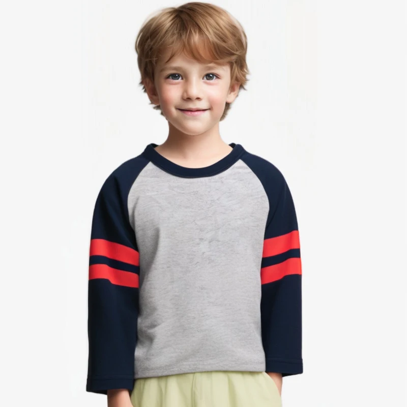 Camiseta infantil de manga comprida, camisa em branco, tops de algodão, camiseta monocromática, roupas Pachwork para crianças, meninas e meninos,