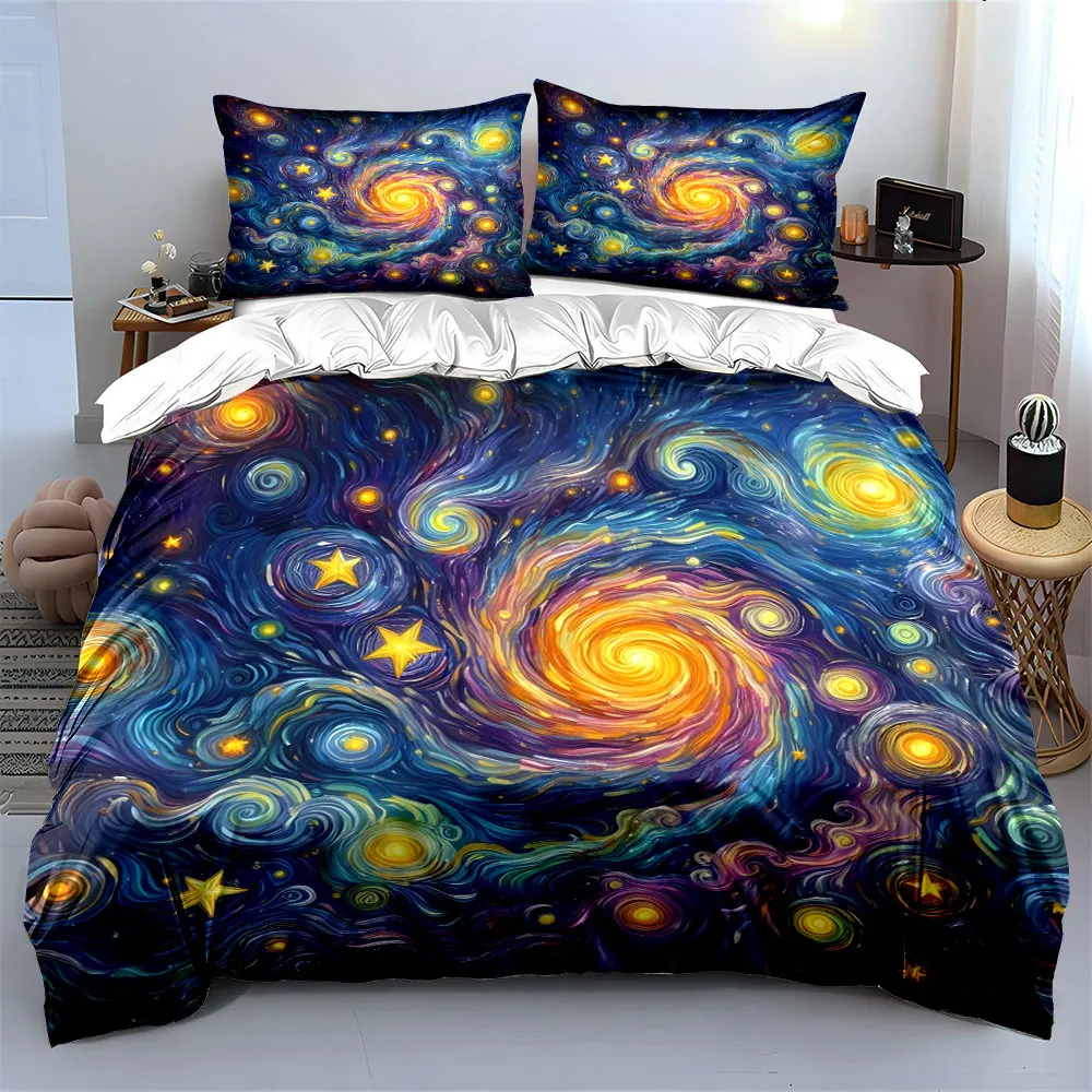 

Starry Sky Artwork Decor Set Bedding Set with 1 Duvet Cover 2 Pillowcases Single Double King Queen, Gift