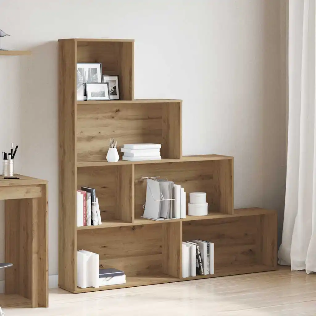 Handgefertigtes Bücherregal aus Eichenholz, 157x24x160 cm, aus Holzwerkstoff, freistehendes Bücherregal mit Ablageflächen für Wohnzimmer, Arbeitszimmer, Büro