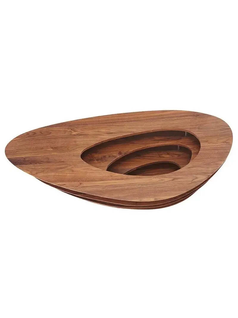 Black walnut coffee table special-shaped round sailing all solid wood tea table