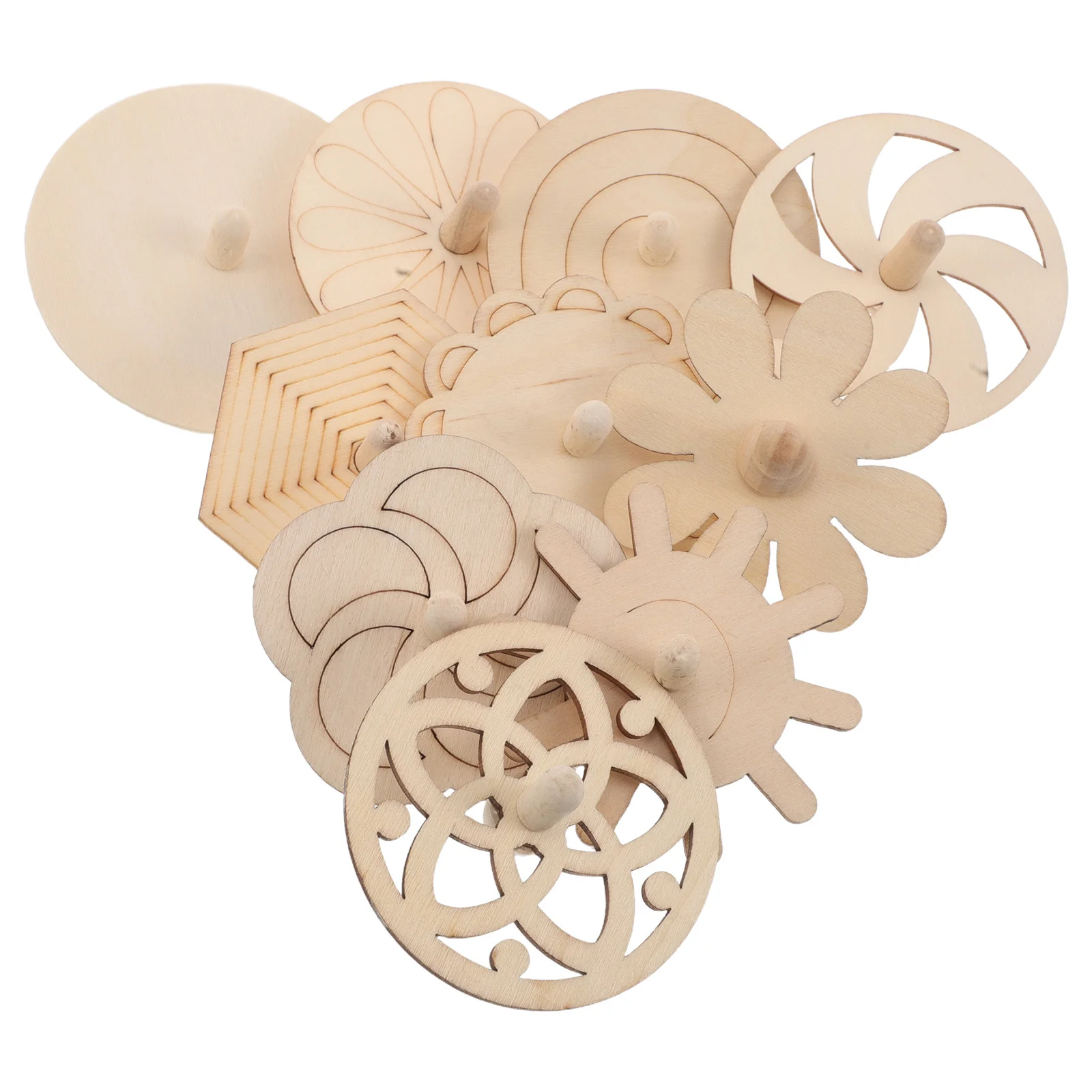 20개 나무 회전 팽이 무도색 DIY 수제 팽이 어린이용 미완성 목공예 페인팅 게임 휴대용 회전 팽이