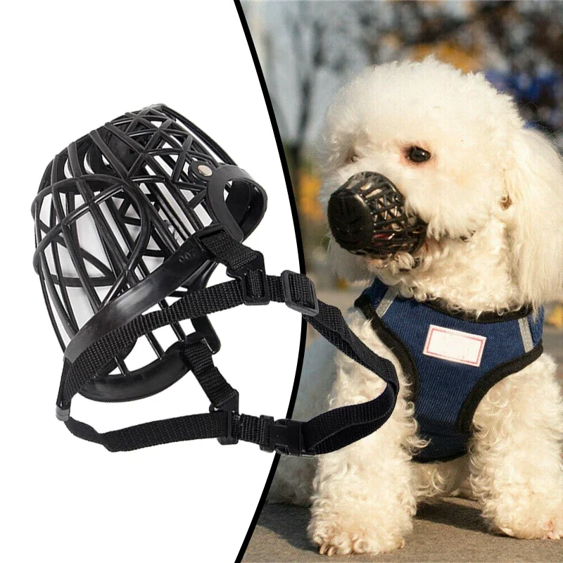 New Bite Basket Breathable 1pcs Collar No Bite Basket Pets Supplies Adjustable Muzzle Cages PE Dog Muzzle Cage Black Mouth Mesh