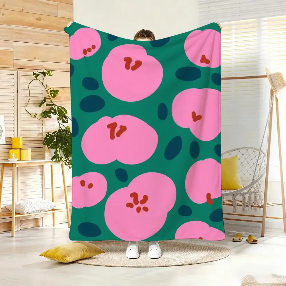 Pastel Cute Abstract Floral Throw Lightweight 310g Flannel Blanket Soft Skin friendly For Summer Cooling