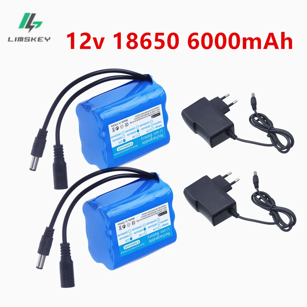 3S2P 12V 6000mah battery 18650 Li-ion Rechargeable batteries with BMS Lithium Battery packs Protection Board +Charger