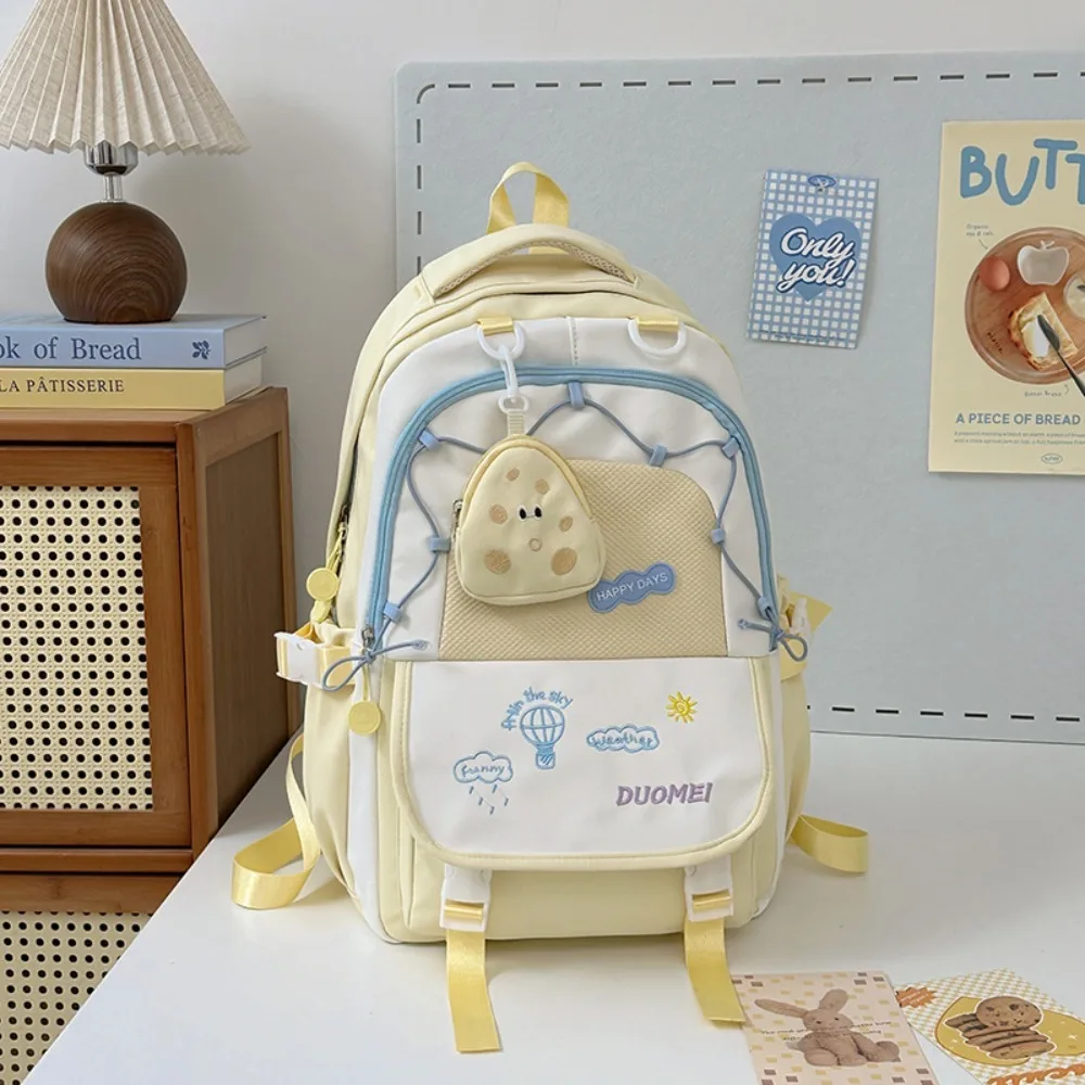 

Practical Large Capacity Women Backpack Cartoon Adjustable Straps Student Backpack With Coin Purse Macaroon Shoulder Bag Hiking