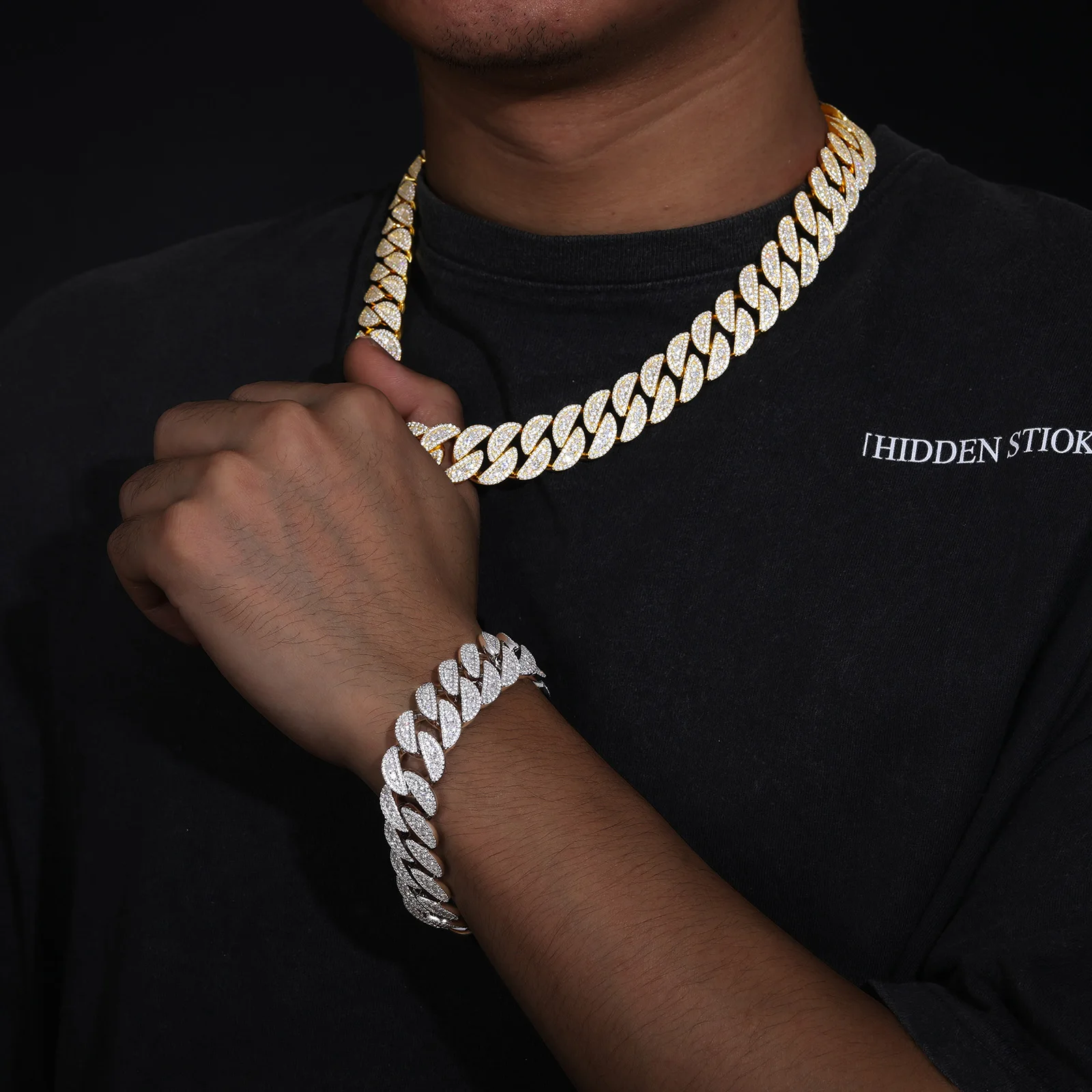 Factory Wholesale 18mm 925 Sterling Silver VVS Moissanite Diamond Iced Out Cuban Link Chain Hip Hop Necklace Mens Jewelry...