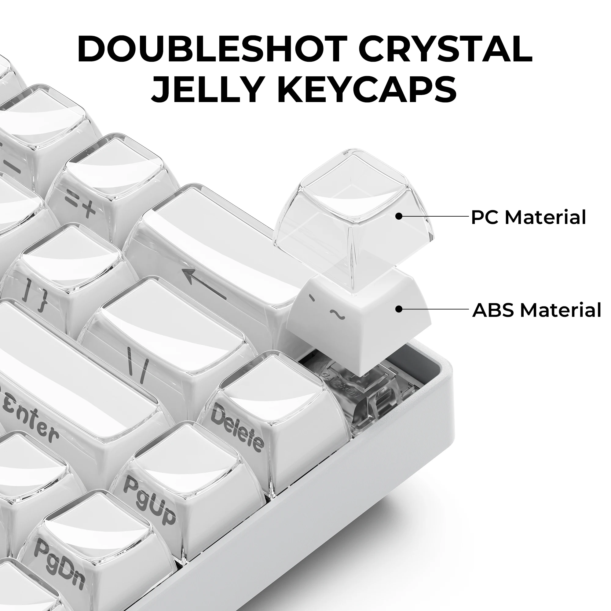 XVX 113 Key Jelly Round Side Keycaps Ice Crystal Translucent Pink OEM Profile Key Cap for Cherry MX 61 68 104 Keyboard