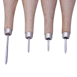 Leather Craft Wooden Diamond Rhombus Awl 3mm 4mm 5-6mm DIY Leather Stitching Sewing Awl Leather craft Punch Tool