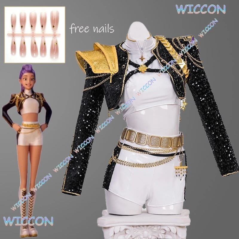 [MAGCOS] Kpop Demon Cos Hunter haute qualité Rumi Cosplay ensemble complet perruque chaussures noir Performance Costume femmes Halloween Rol