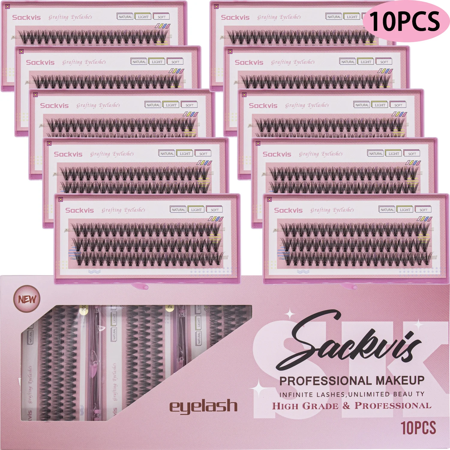 ชุดขนตาปลอม 10 กล่อง 20D ความยาว 8-14 มม. ต่อขนตาแบบธรรมชาติ นุ่ม ขนตาปลอม อุปกรณ์ต่อขนตา DIY ขายส่ง