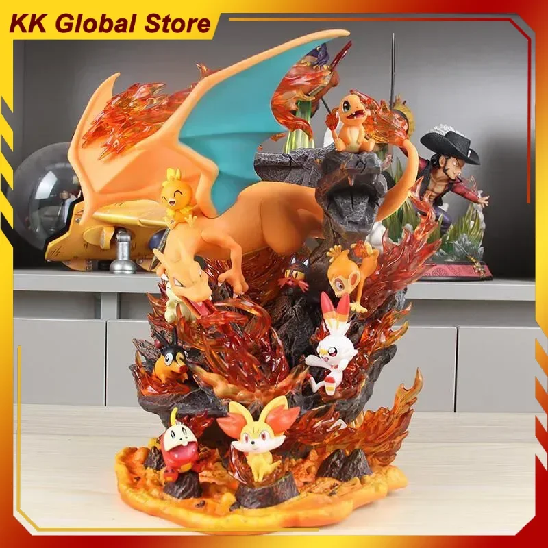 

32cm Pokemon Anime Figure Charizard Charmander Torchic Grass Type Luminous Model Desktop Decoration Collection Birthday Gift Toy