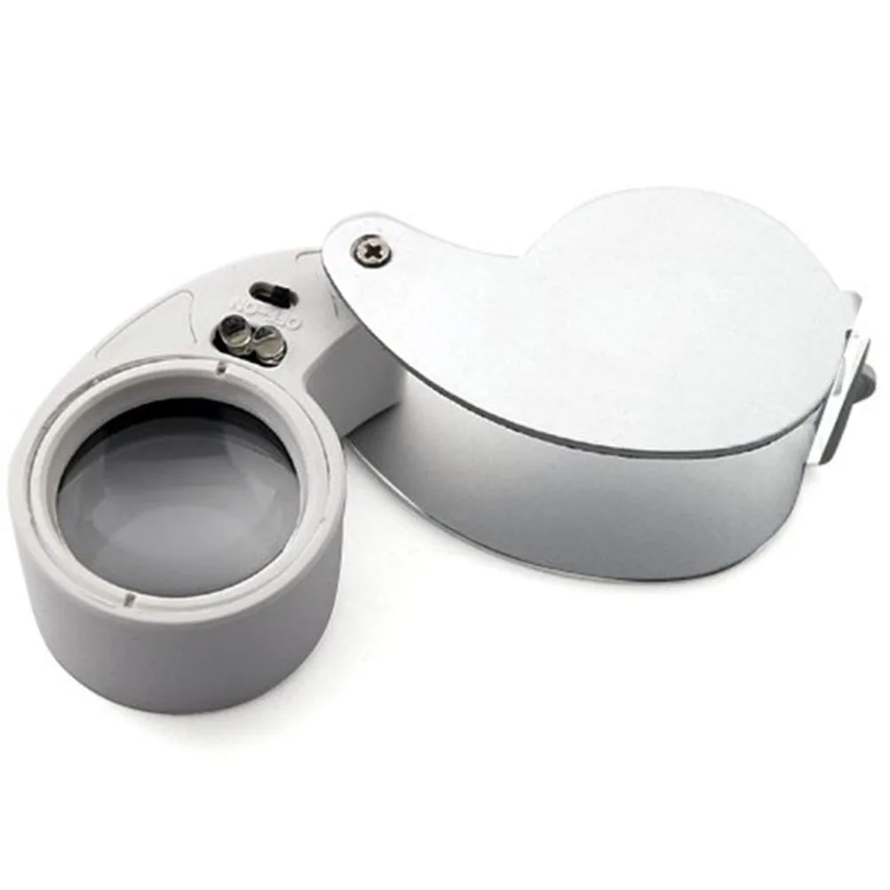 

Portable Folding 40x 25mm Metal Mini LED Loupe Magnifier for Jewelry Coin Stamp Magnifying Glass Inspection 40x Magnifier