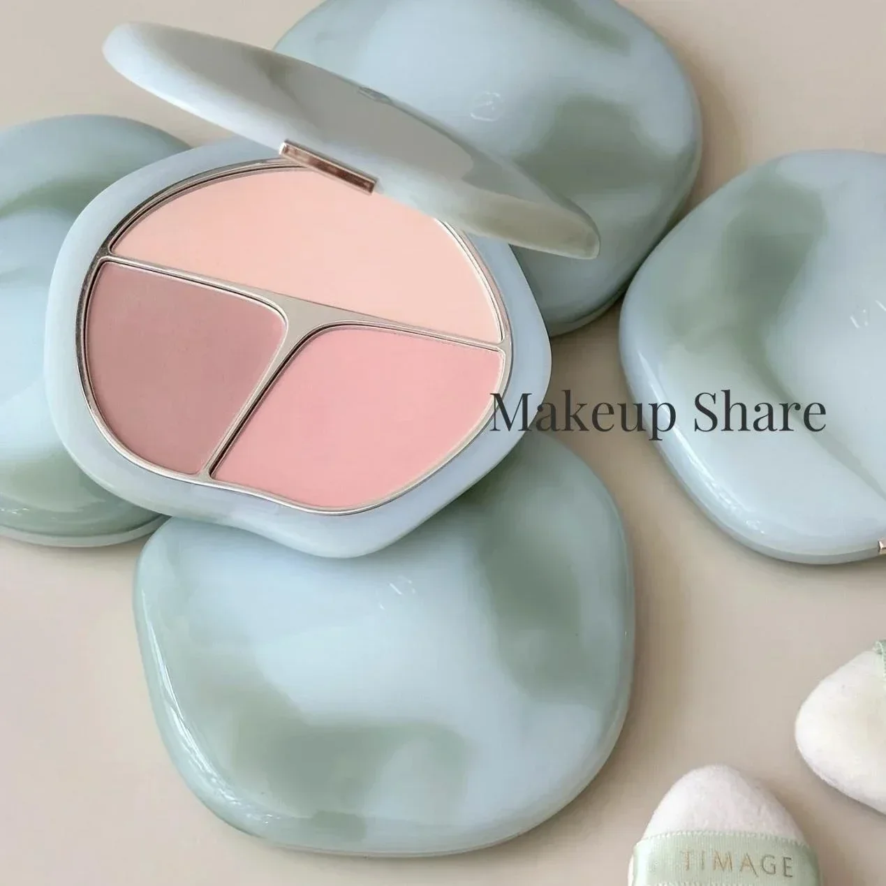 

Timage 3-Color Blush Palette Highlighter Foundation Shading Translucent Powder Makeup Fairy Powder Bronzer Female Contour Makeup