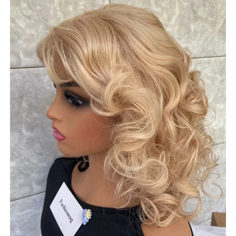 

New Fashion Women's Long Natural Light Blond Curly Wigs 14In