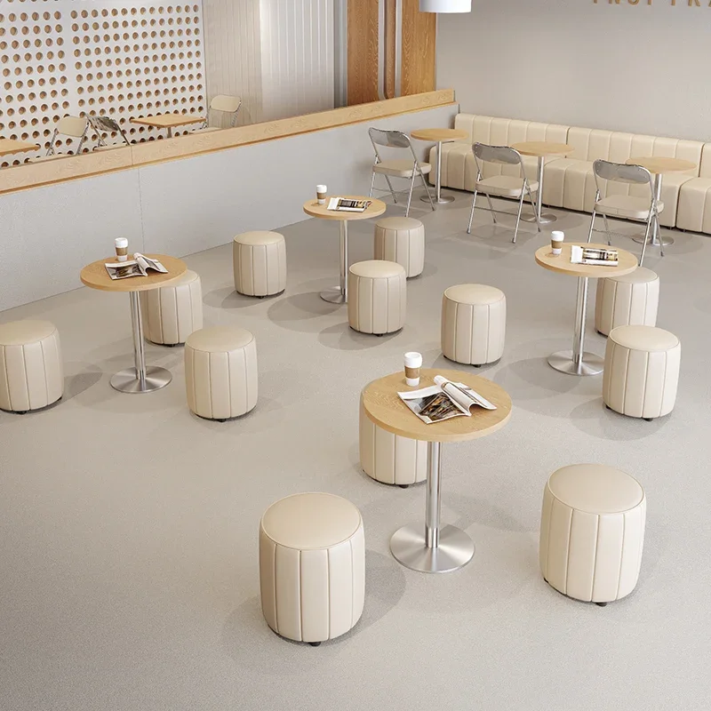 Sofá de cabina de pared, tienda de té con leche, cafetería, banco de viento de troncos de crema, combinación de mesa y silla para pastel de postre
