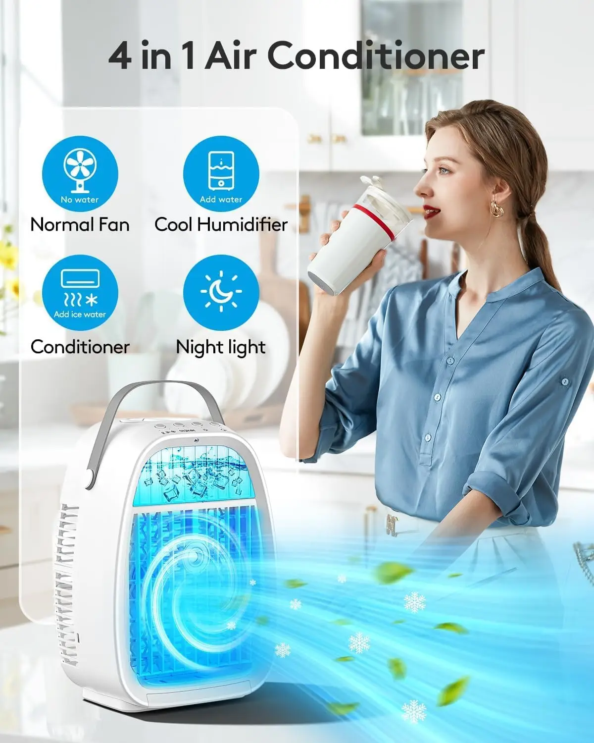 Portable Air Conditioners Fan,TYTAB Evaporative Mini Air Conditioner,Portable AC Air Cooler with 4 in 1 Humidifier Fan