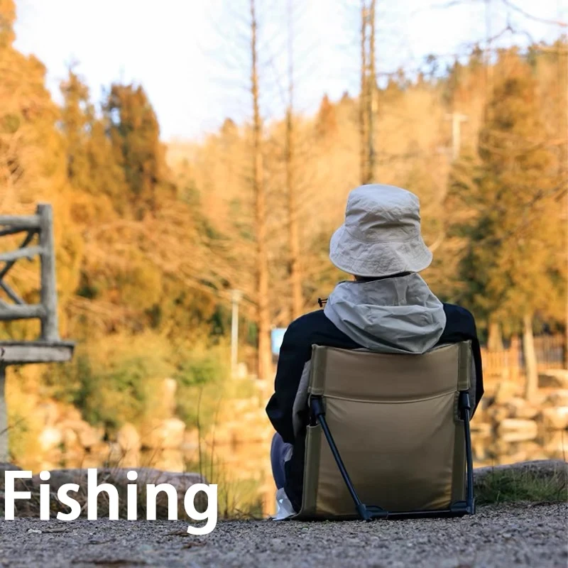 Silla plegable portátil para acampar al aire libre, cojín con respaldo para pesca, barbacoas, Playa y Picnic