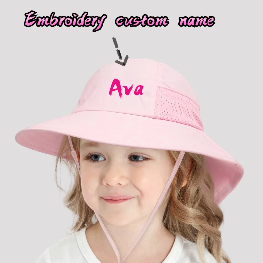 

Personalized Custom name Embroidered Newborn letter Nursery Baby hat cap headgear Breathable Mesh Fisherman Gifts