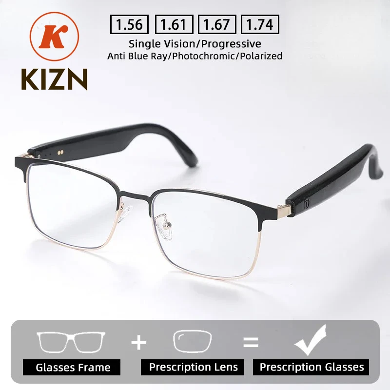 

Беспроводные умные очки KIZN с Bluetooth, фотохромные, с защитой от синего света, для коррекции близорукости и чтения, прогрессивные, модель GS06