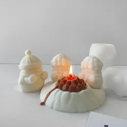 DIY Snowman Christmas Set Silicone Mold Handmade Aroma Candle Plaster Ornaments Mould Creative Christmas Decoration