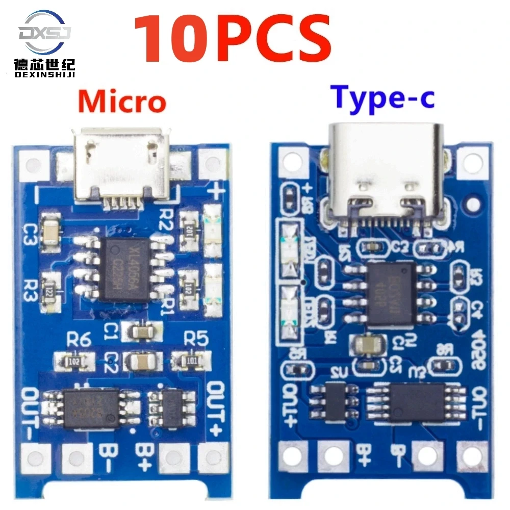 5V 1A Micro/Type-c/Mini 18650 TP4056 Lithium Battery Charger Module Charging Board With Protection Dual Functions Li-ion