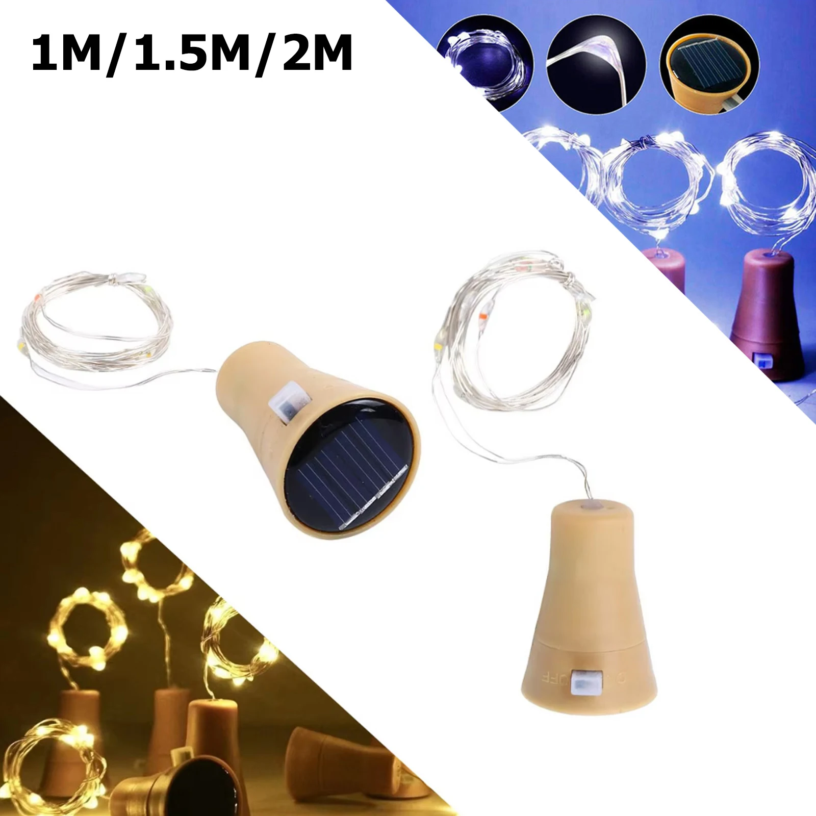 

Solar Wine Bottle Led String Fairy Light Garden Garland Wedding 1m 10leds Cork Shaped For Christmas Wire Lights Outdoor