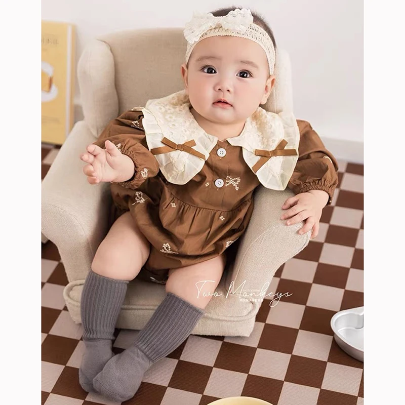 

New Autumn Newborn Girls Romper Baby Clothes Baby Embroidered Bow Romper Long Sleeve Jumpsuit Climb Clothes Baby Cotton Clothing