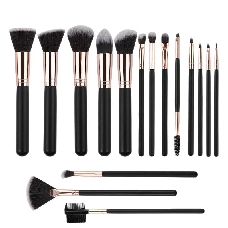 Atacado único punho de madeira pincel de maquiagem em conjunto macio pó solto fundação corretivo contorno escova sombra de olho bálsamo labial