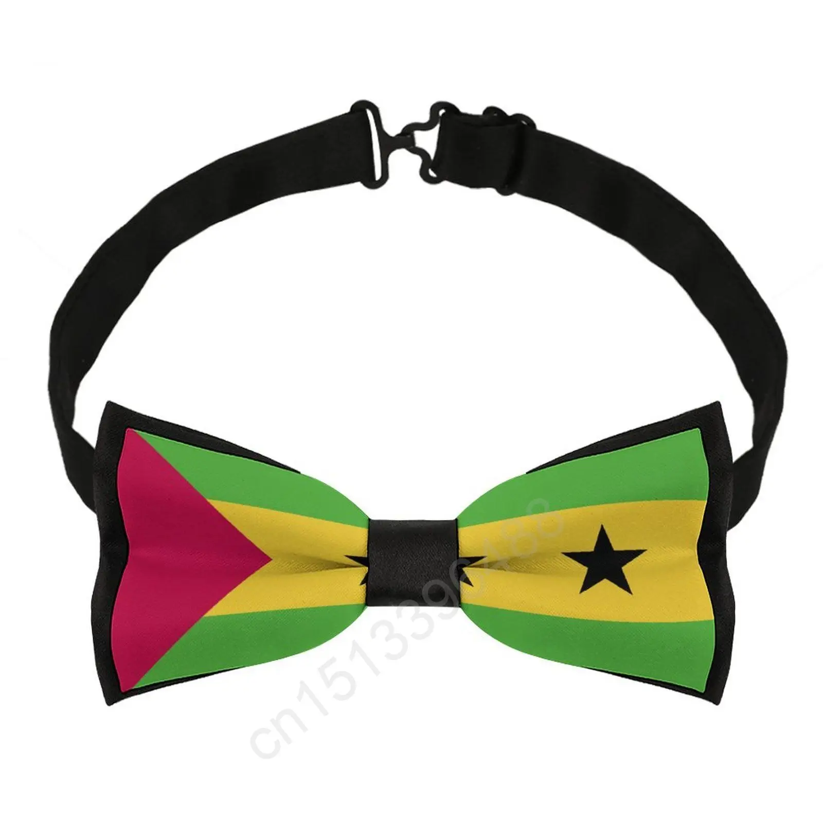 البوليستر ساو تومي و Principe العلم ربطة العنق للرجال موضة عادية الرجال ربطات القوس فيونكة Cravat برقبة لحفل الزفاف الدعاوى التعادل #4