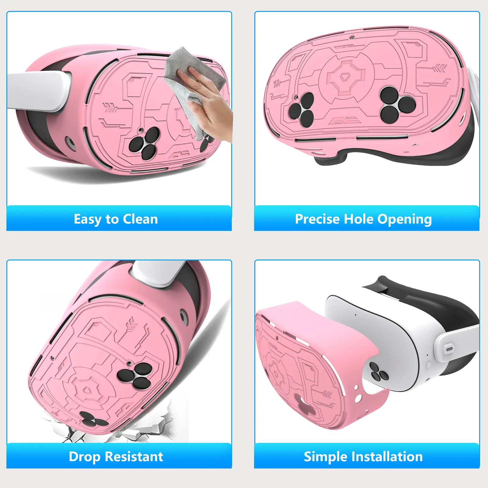 VR Silicone Protective Cover Set for Meta Quest 3s with Battery Opening Controller Accessories Compatible with VR Shell