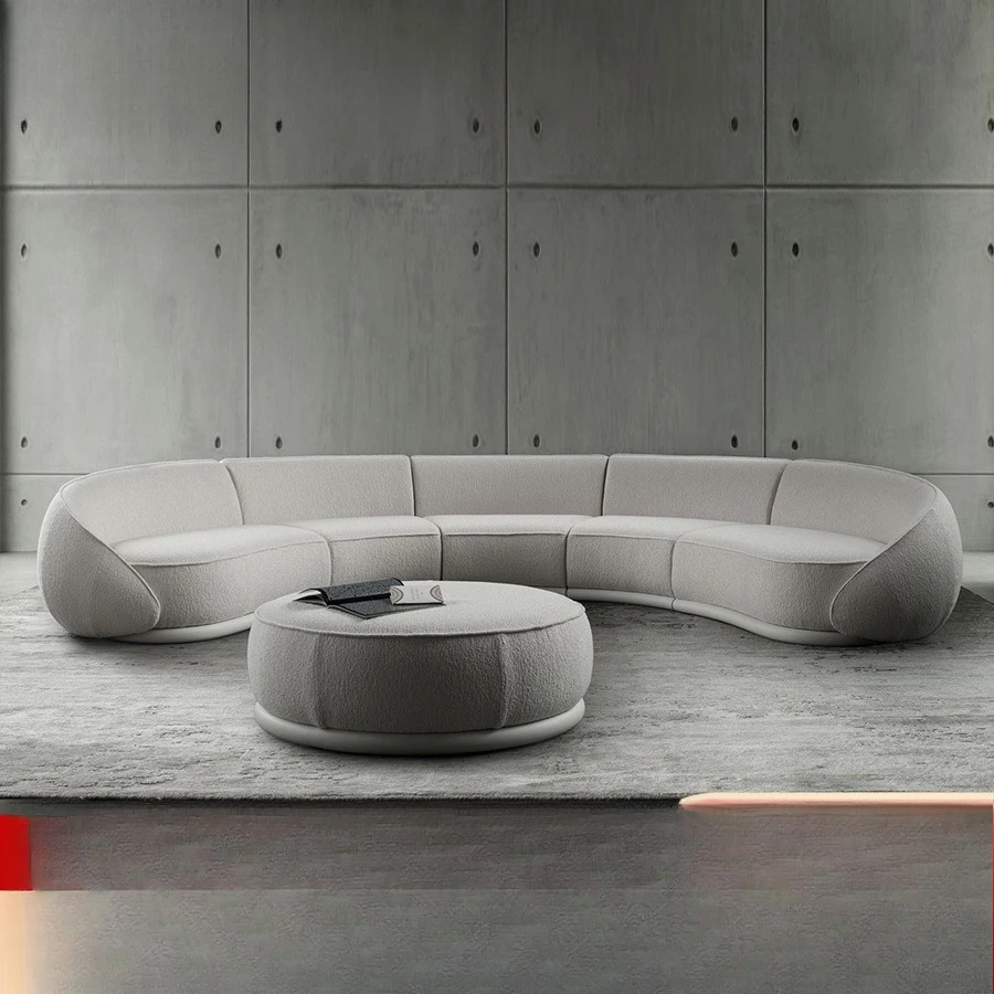 

Wind living room curved sofa Italian minimalist villa designer furniture fabric combination special-shaped sofa