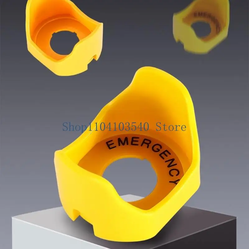 02DC Emergency Stop Button Warning Shell, Yellow Plastic Guard Cover for Machinery, Cabinet Equipment, and Control Use
