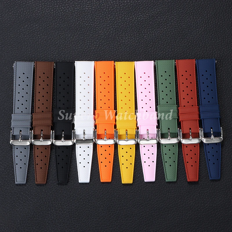 Tropical Silicone Watch Band Quick Release Strap 18mm 20mm 22mm for Oris for Seiko for Citizen Rubber Tropic Smart Watch Straps