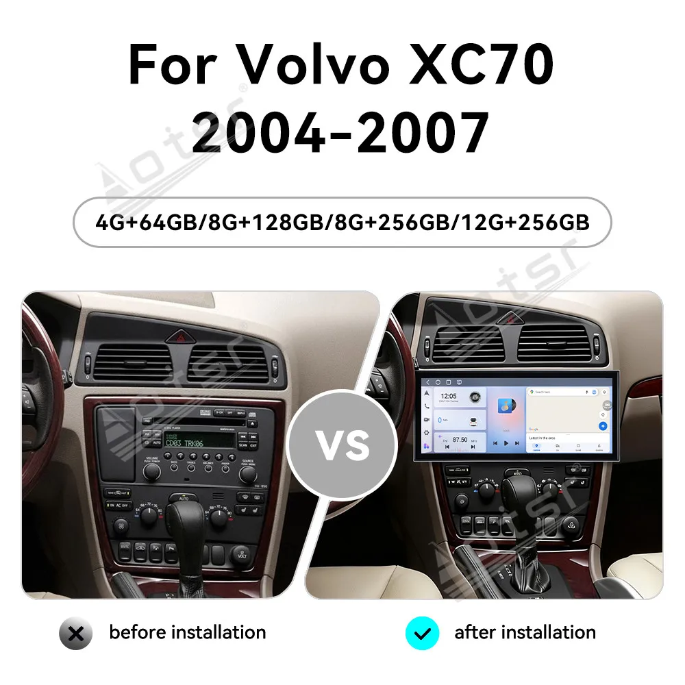 CarPlay 15.8’’ Android 15 For Volvo XC70  2004-2007 Gadgets CarPlay Car Accessories  Navigation HD Screen Multimedia Player Head
