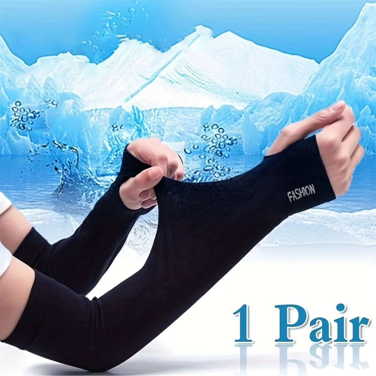1 Pair Ice Sleeve Ice Silk UV Protection Sleeve for Men and Women, Summer Mosquito Repellent, Outdoor Cycling Arm Protection