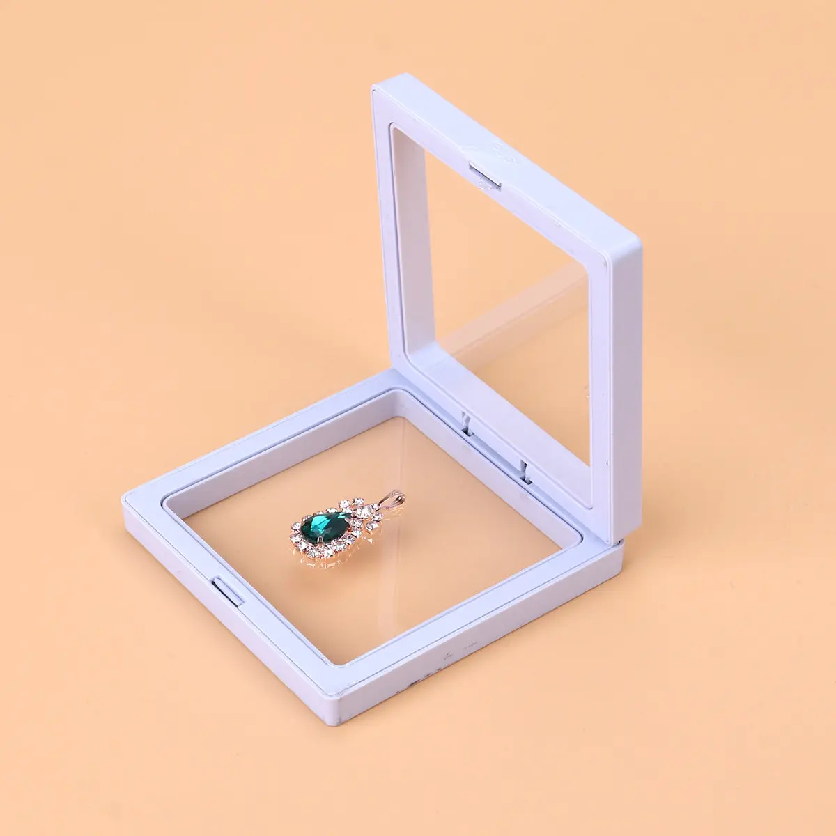Transparent Jewelry Display Box 3D Floating Frame Round Base Coin Shadow Box 9x9cm Showcase 3D Floating Frame Coin Display