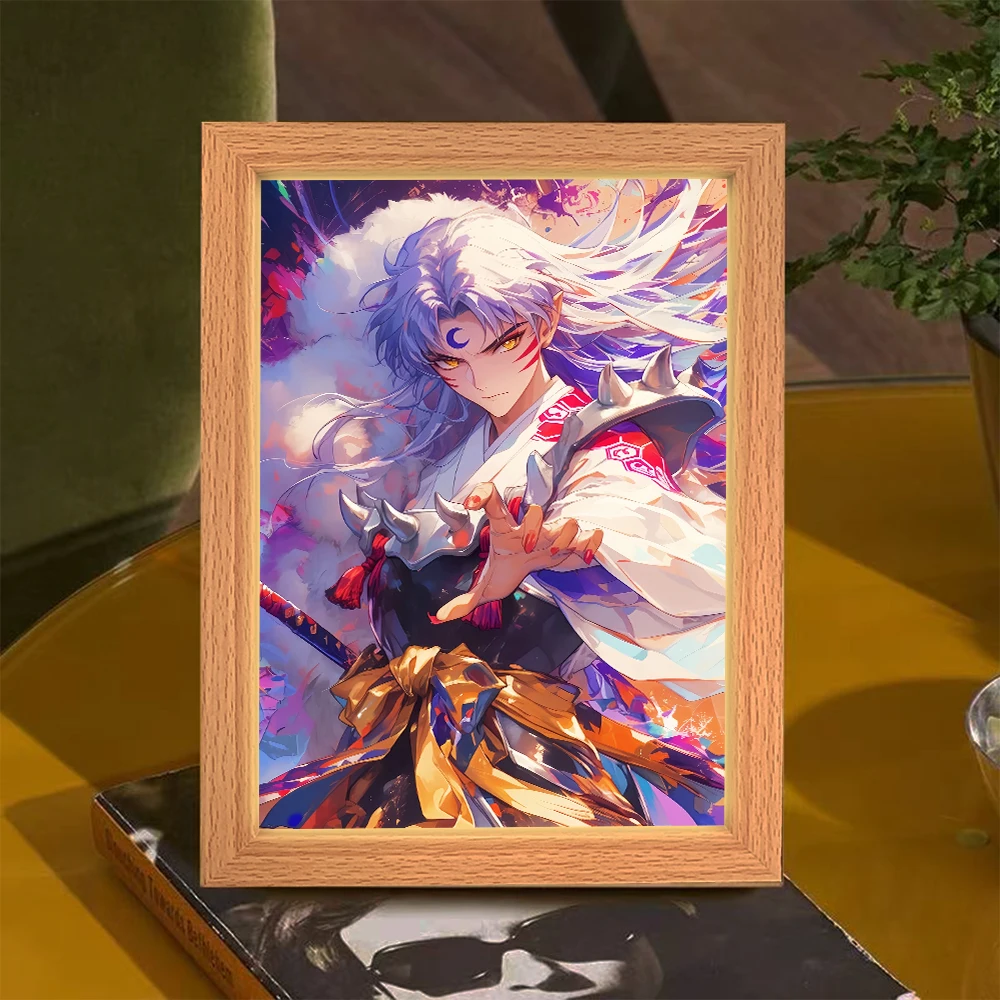 ไฟกลางคืน LED อนิเมะ อินุยาฉะ คากุเมะ ฮิกุราชิ ของตกแต่งห้องนอน ของขวัญคริสต์มาส ภาพวาดแสงจันทร์ ไฟส่องภาพ