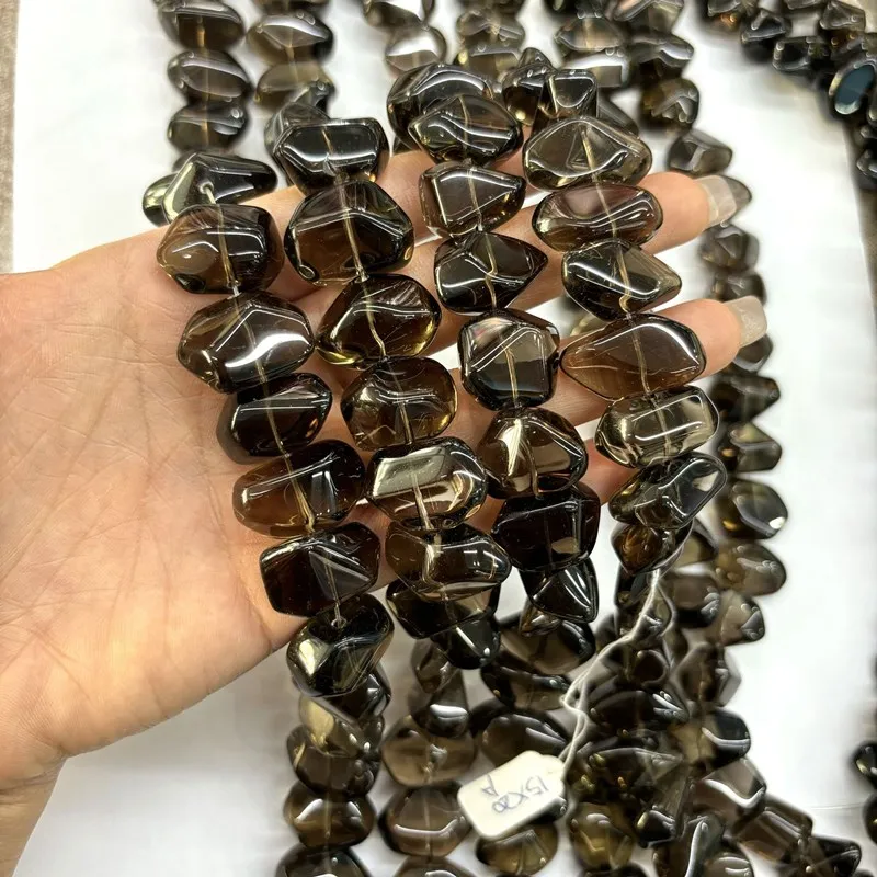 Smoky Quartz baroque oval faceted 12/18mm nature for making jewelry necklace 40cm FPPJ wholesale loose beads