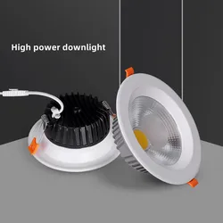 Led typu Downlight biała obudowa Spot COB 220V 5W 7W 9W 12W 15W 18W 20W 24W 30W 40W oprawy oświetleniowe wpuszczane lampy halogeny światło wewnętrzne