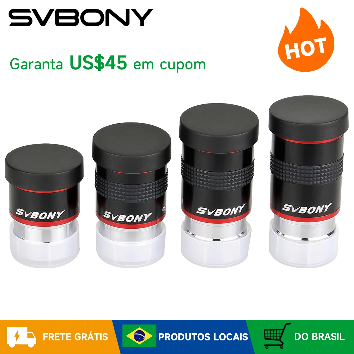 Oculares Telescópio Svbony 1.25" ocular 68 graus Oculares planetária UWA 6mm/9mm/15mm/20mm para Telescópio Astronômico
