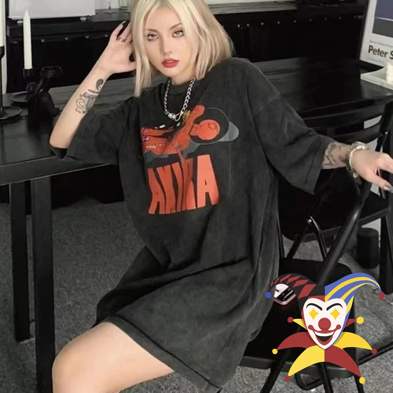 

Винтажная Футболка Akira в стиле ретро с изображением святого аниме, свободная повседневная футболка большого размера с короткими рукавами для мужчин и женщин