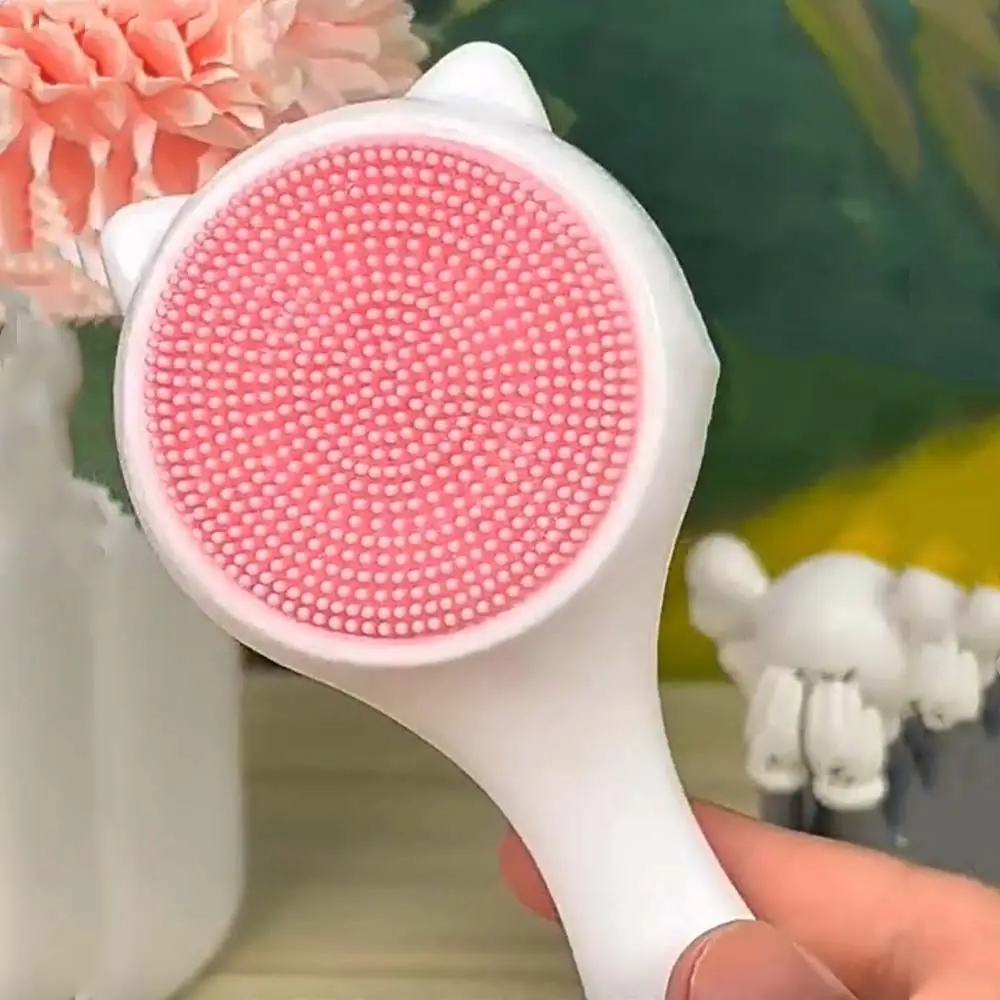 Silicone Silica Gel Facial Brush Soft Blackhead Remover Exfoliating Facial Brush Cat Ear Shape Face Cleaning