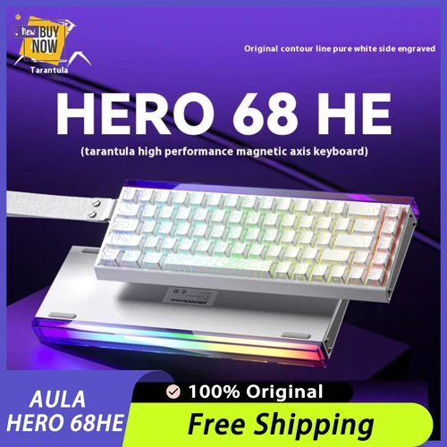 AULA Hero 68HE teclado magnético RGB luz con cable Hot Swap Esports 8K Gaming Hero68 Teclado mecánico bajo retardo accesorios de PC