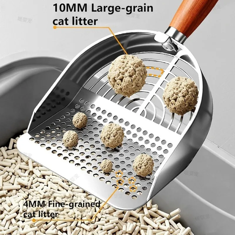 Cat Litter Scoop Stainless Steel Cat Litter Shovel Long Handle Pet Waste Shovel Cleaning Tool for Sand Litter Box Cats Supplies