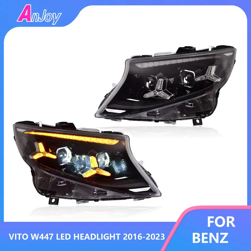 

Для Benz Vito W447 фара 2016-2023 обновление новый светодиодный DRL динамический указатель поворота светодиодные фары автомобильные аксессуары