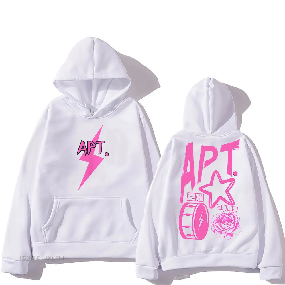 APT New Song Hoodie ROSE & Bruno Mars للرجال هوديي ريترو قوطي كاجوال عصري كوري