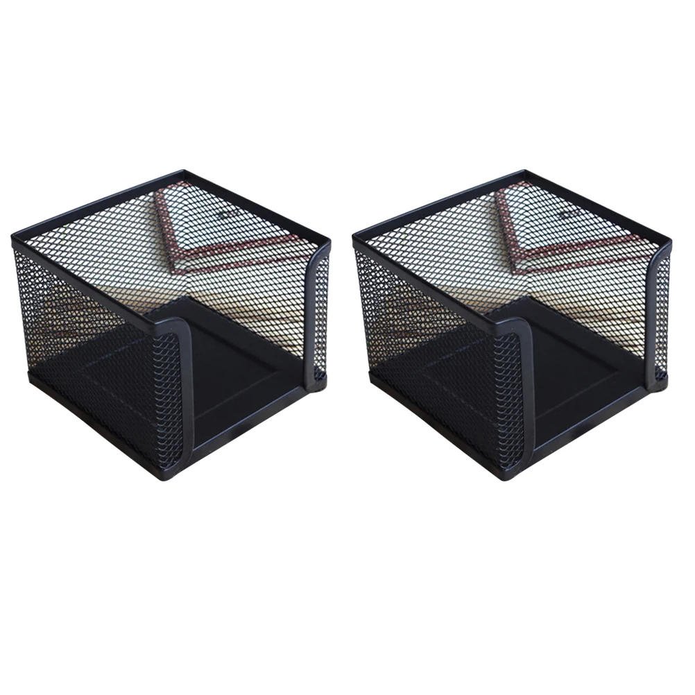 

2 PCS Desktop Stand Note Box Self-stick Holder Dispenser Banknotes Memo Pad Black