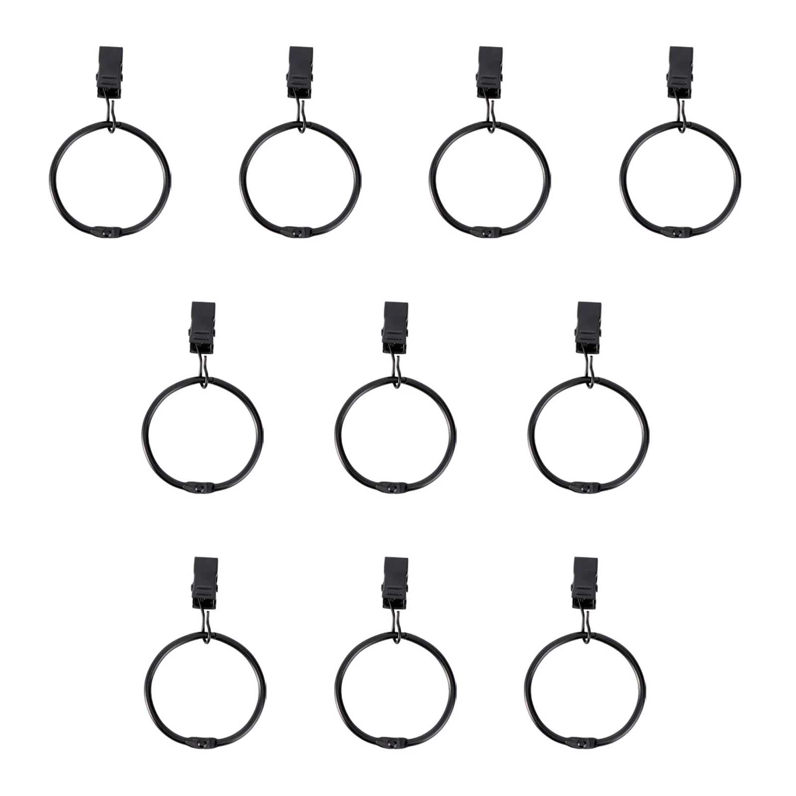 10 Pcs Curtain Ring Clip Home Rings Hook Metal Curtains Clasp Fittings Black Out Accessories