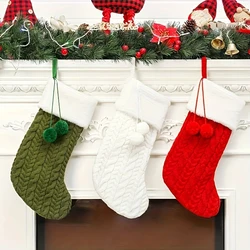 1pc-Christmas Decoration Knitted Wool Wool Ball White Socks Hotel Home Christmas Socks Festive Gifts Christmas Socks
